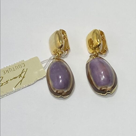 Kenneth Jay Lane Pearl Shell Drop Clip On Earrings - Picture 4 of 7